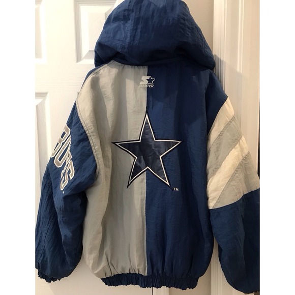 Vintage 90s NFL Dallas Cowboys Starter Zip Up Hooded Jacket Coat Size Large - Picture 3 of 16